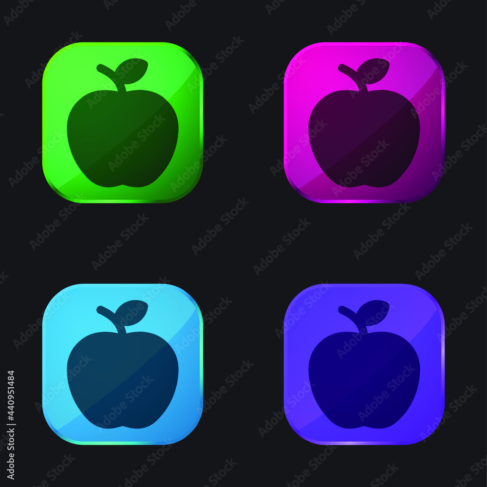 Apple four color glass button icon Apple four color glass button icon