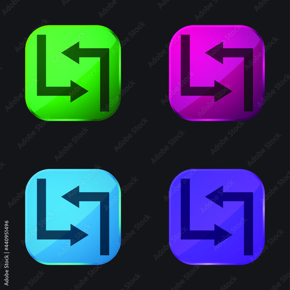 Arrows four color glass button icon Arrows four color glass button icon