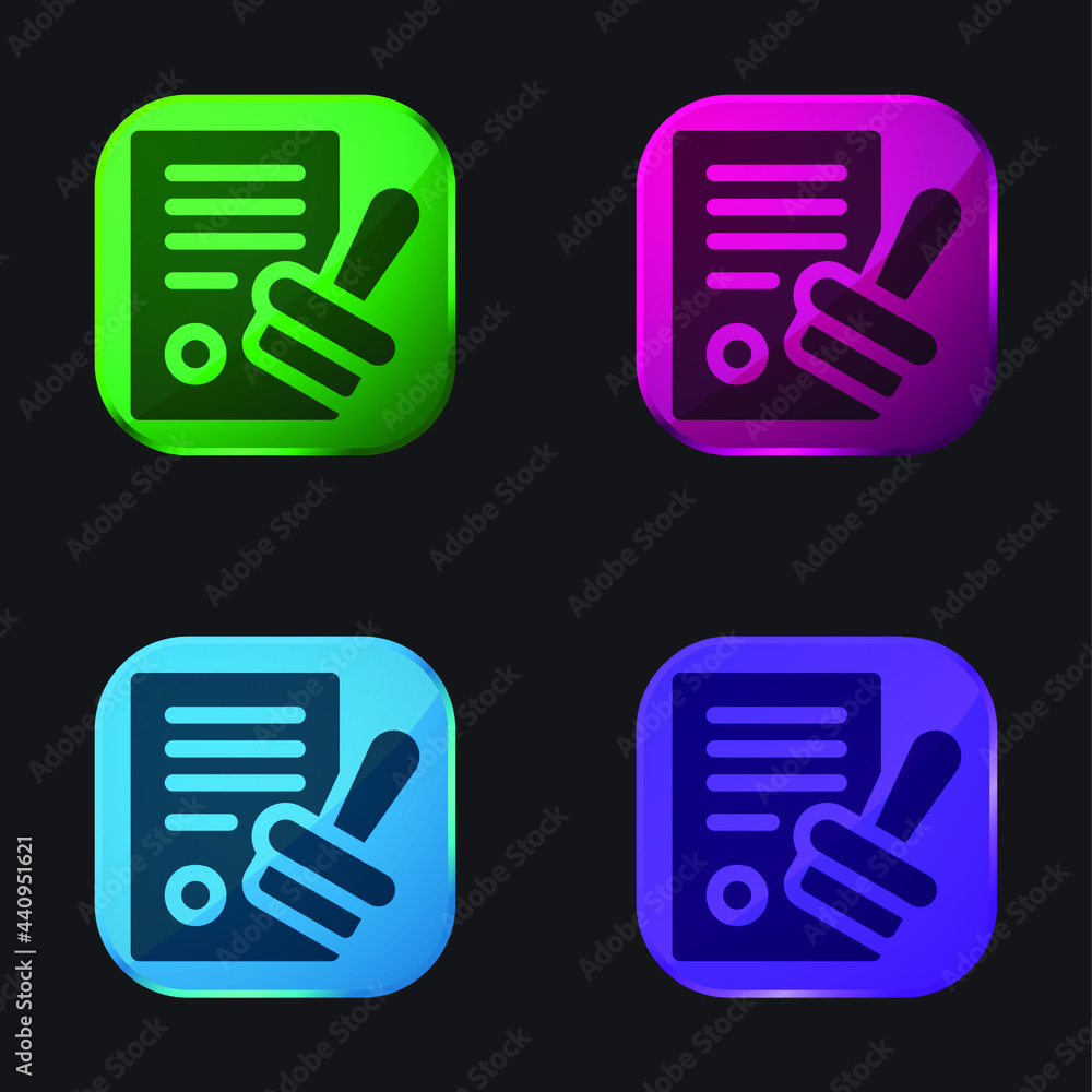 Approve four color glass button icon Approve four color glass button icon