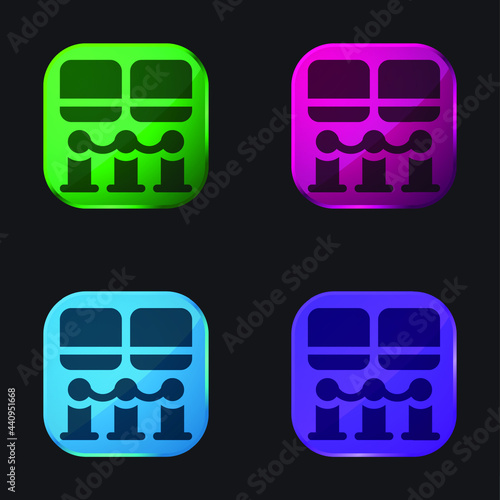 Art Museum four color glass button icon