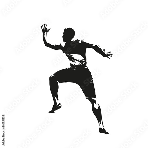Indoor bouldering, isolated vector silhouette, ink drawing. Clibing sport