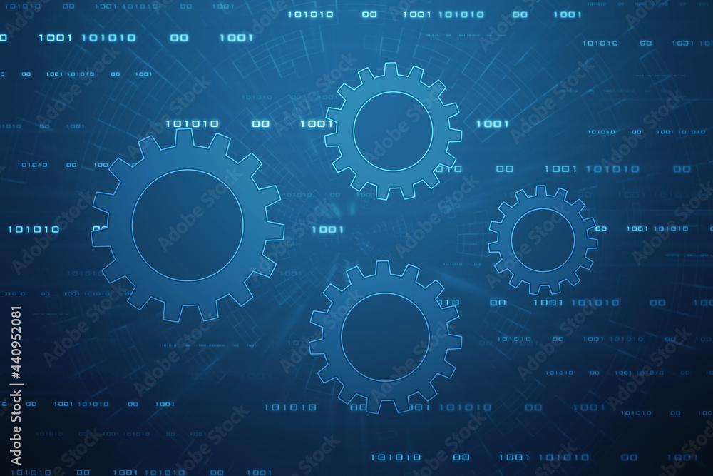 Obraz premium 2d illustration gear Network