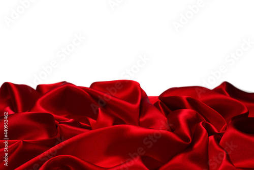 Rich and luxury red silk fabric texture background.