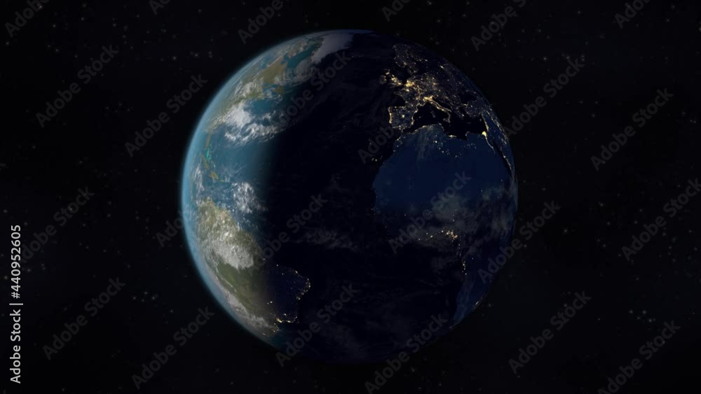 Earth rotating while viewing Europe and Africa by night, 4K resolution and PAL Earth rotating while viewing Europe and Africa by night, 4K resolution and PAL