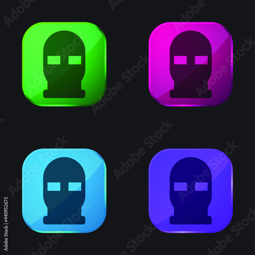 Balaclava four color glass button icon