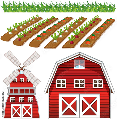 Farm element set isolated on white background