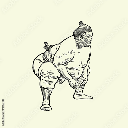 Vintage hand drawn sumo