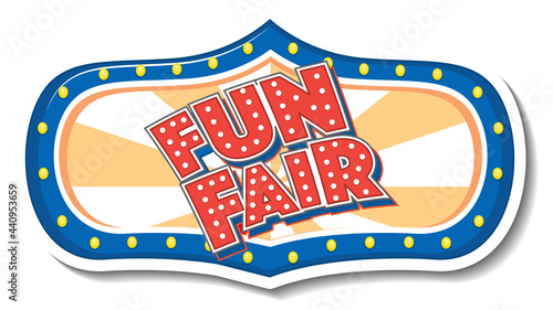Sticker template with Funfair banner isolated