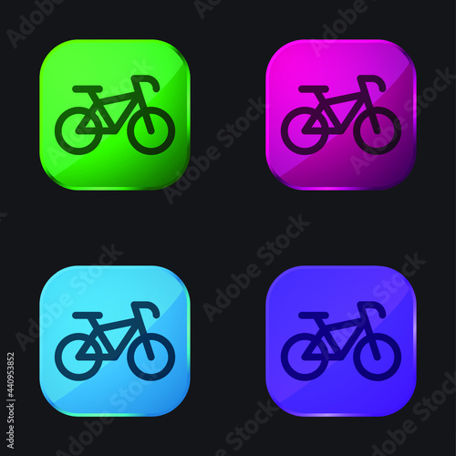 Bike four color glass button icon