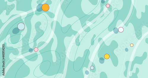 Cartoon background water surface  and color bubble. Abstract template for kids and summer design