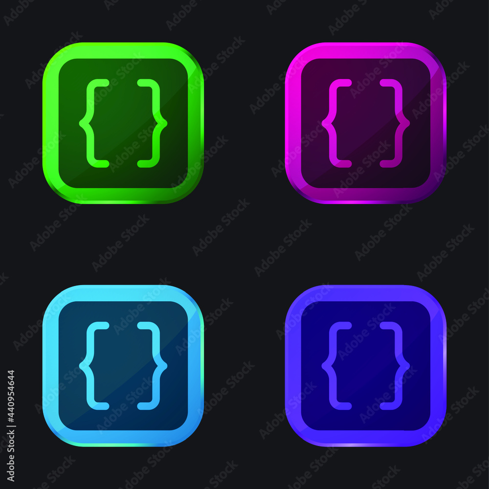 Brackets four color glass button icon Brackets four color glass button icon