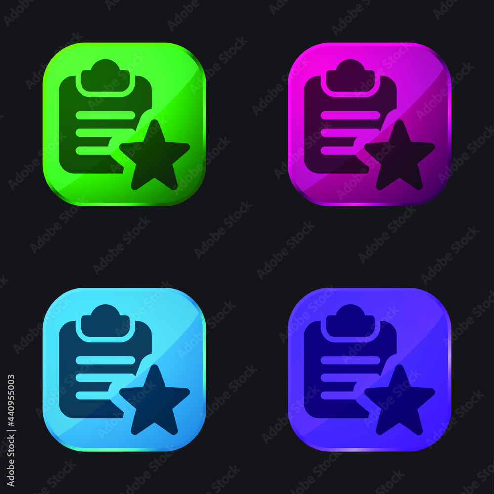 Bookmark four color glass button icon Bookmark four color glass button icon