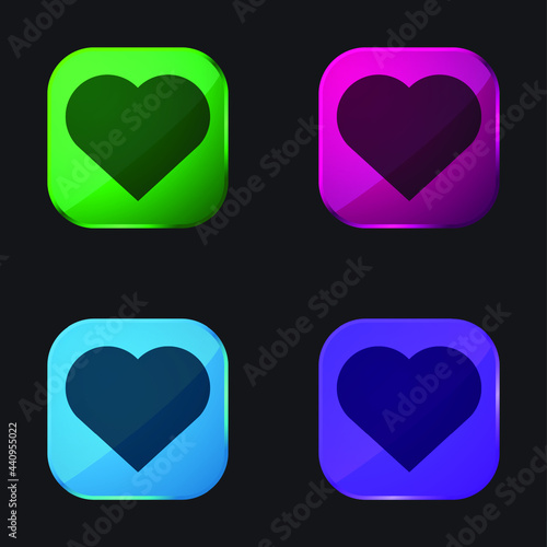 Big Heart four color glass button icon