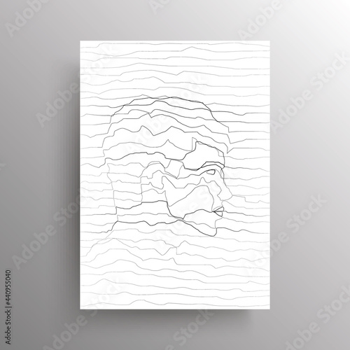 Abstract male face in wavy horizontal lines style. Side view of a man in linear distortion style isolated on white background. Design for wall decoration, poster. Vector