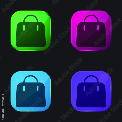 Big Hand Bag four color glass button icon