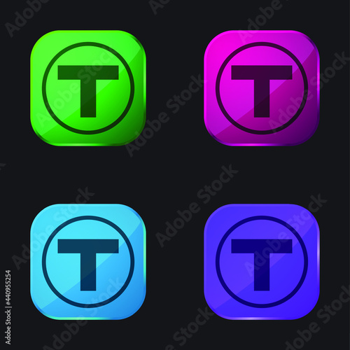 Boston Metro Logo four color glass button icon