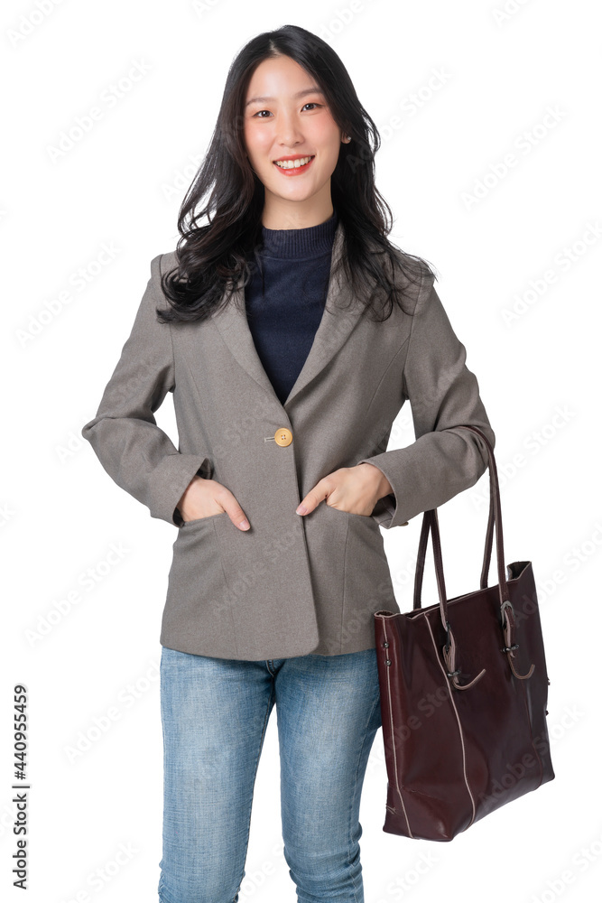 asian smart attractive female woman wear formal cloth business look standing with confident and cheerful positive smile isolate white background asian smart attractive female woman wear formal cloth business look standing with confident and cheerful positive smile isolate white background