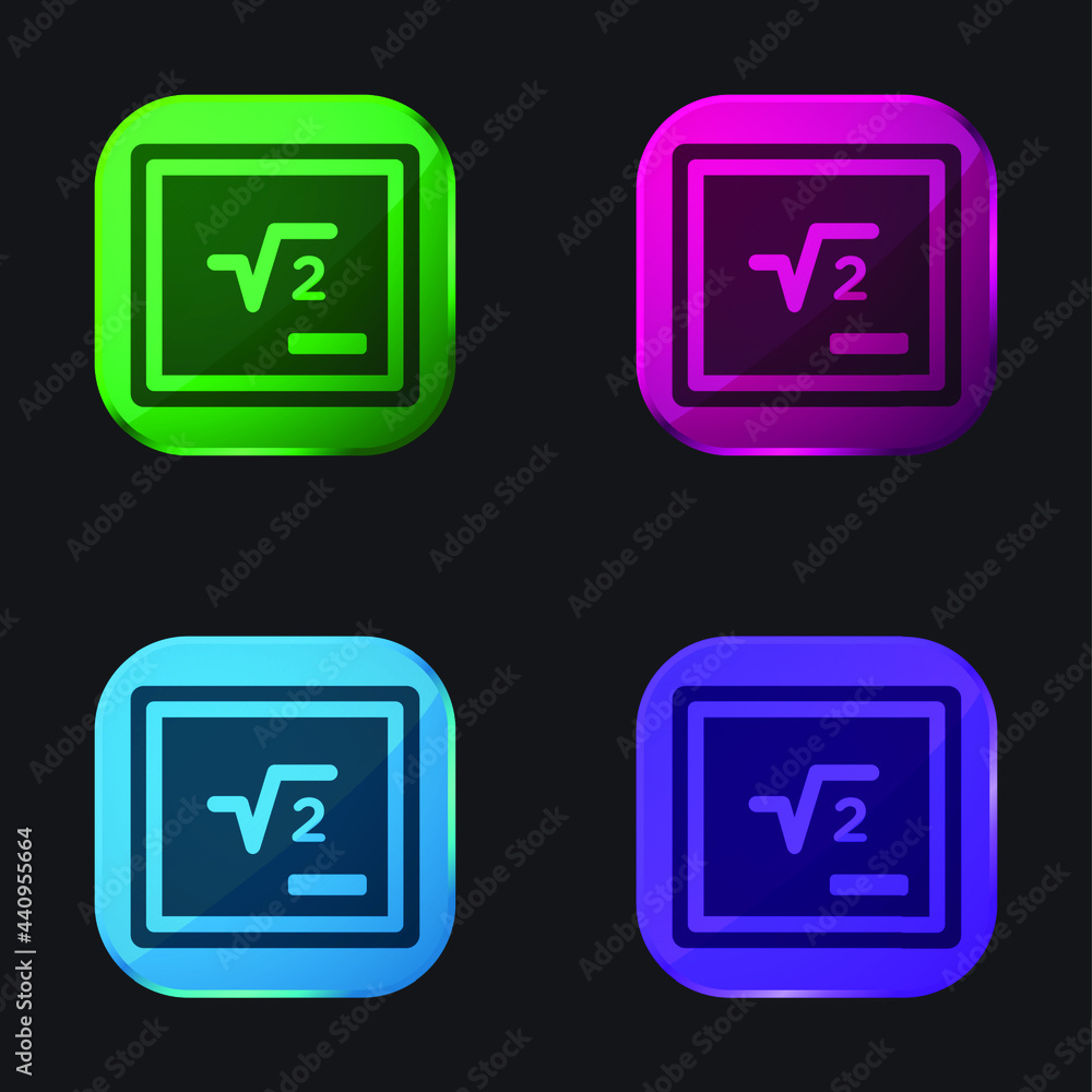 Blackboard With Mathematical Symbol four color glass button icon Blackboard With Mathematical Symbol four color glass button icon
