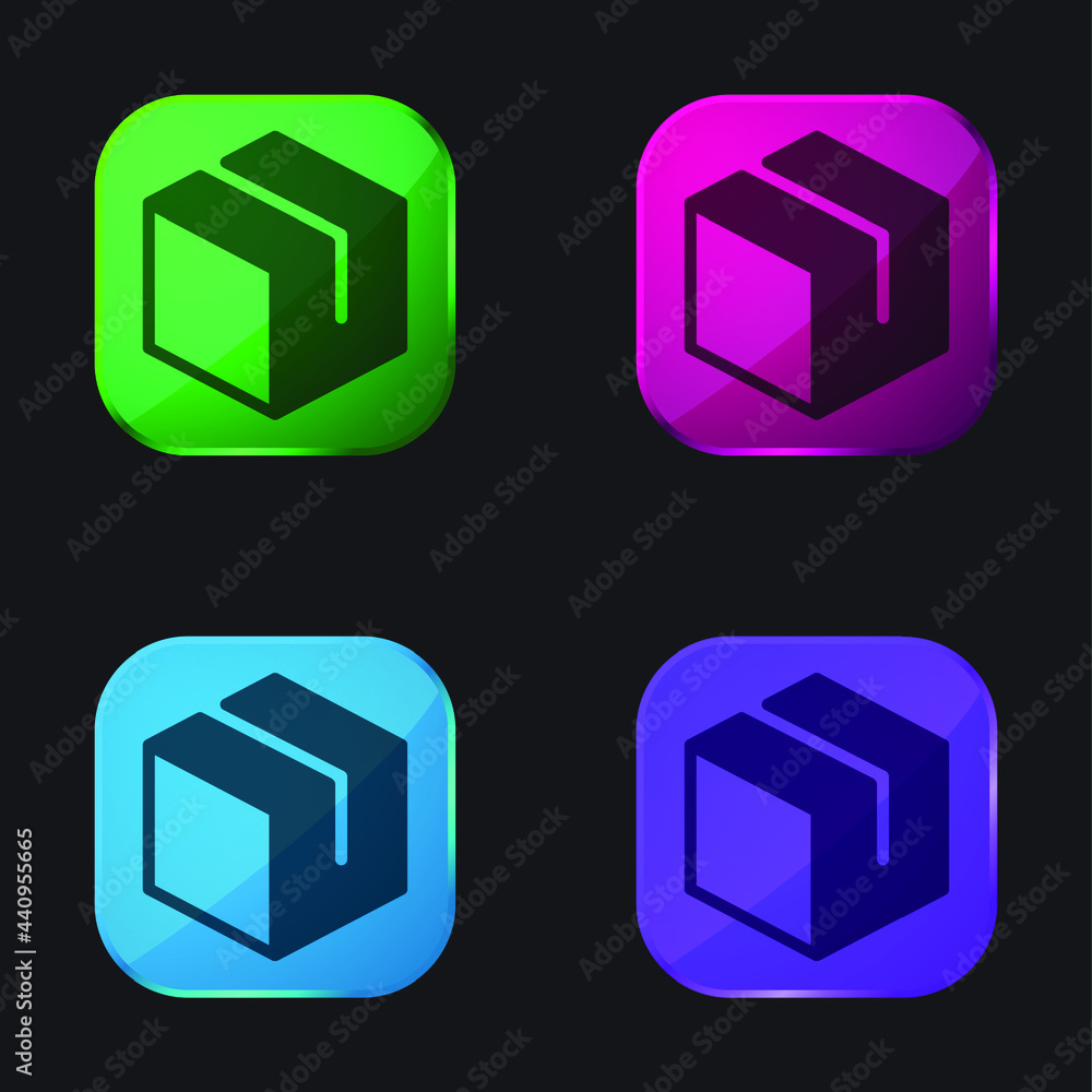 Box four color glass button icon Box four color glass button icon