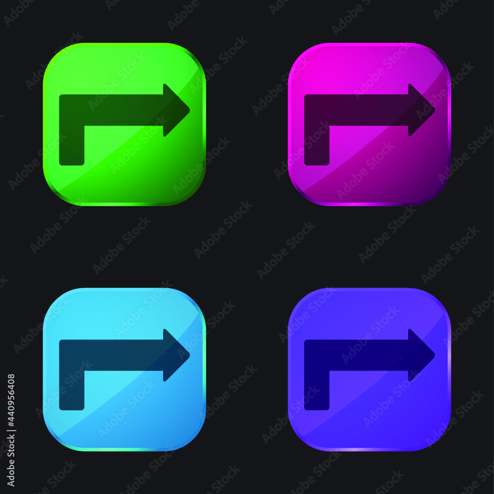 Arrow Long Angle Pointing Right four color glass button icon Arrow Long Angle Pointing Right four color glass button icon