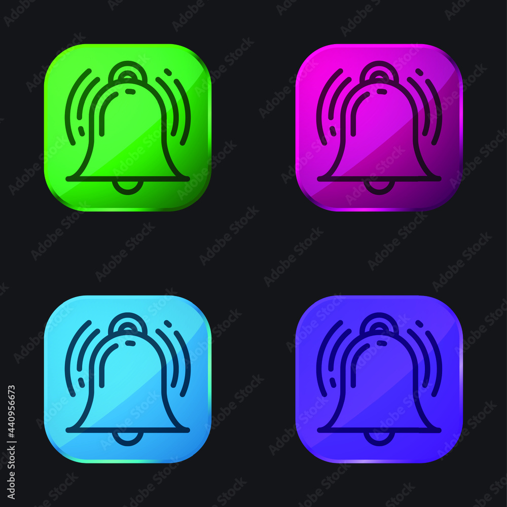 Alarm four color glass button icon Alarm four color glass button icon