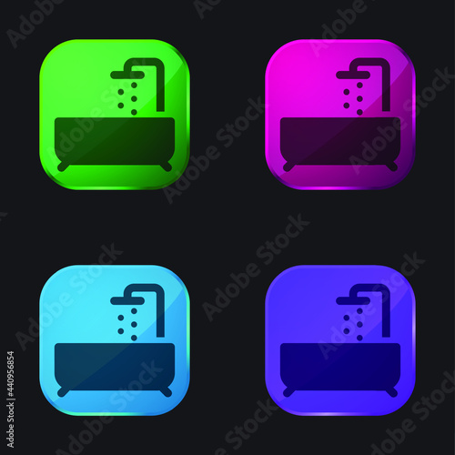Bathtube four color glass button icon