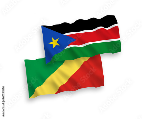Free Download National vector fabric wave flags of Republic of the Congo and Republic of South Sudan isolated on white background. 1 to 2 proportion. - GFXLoad