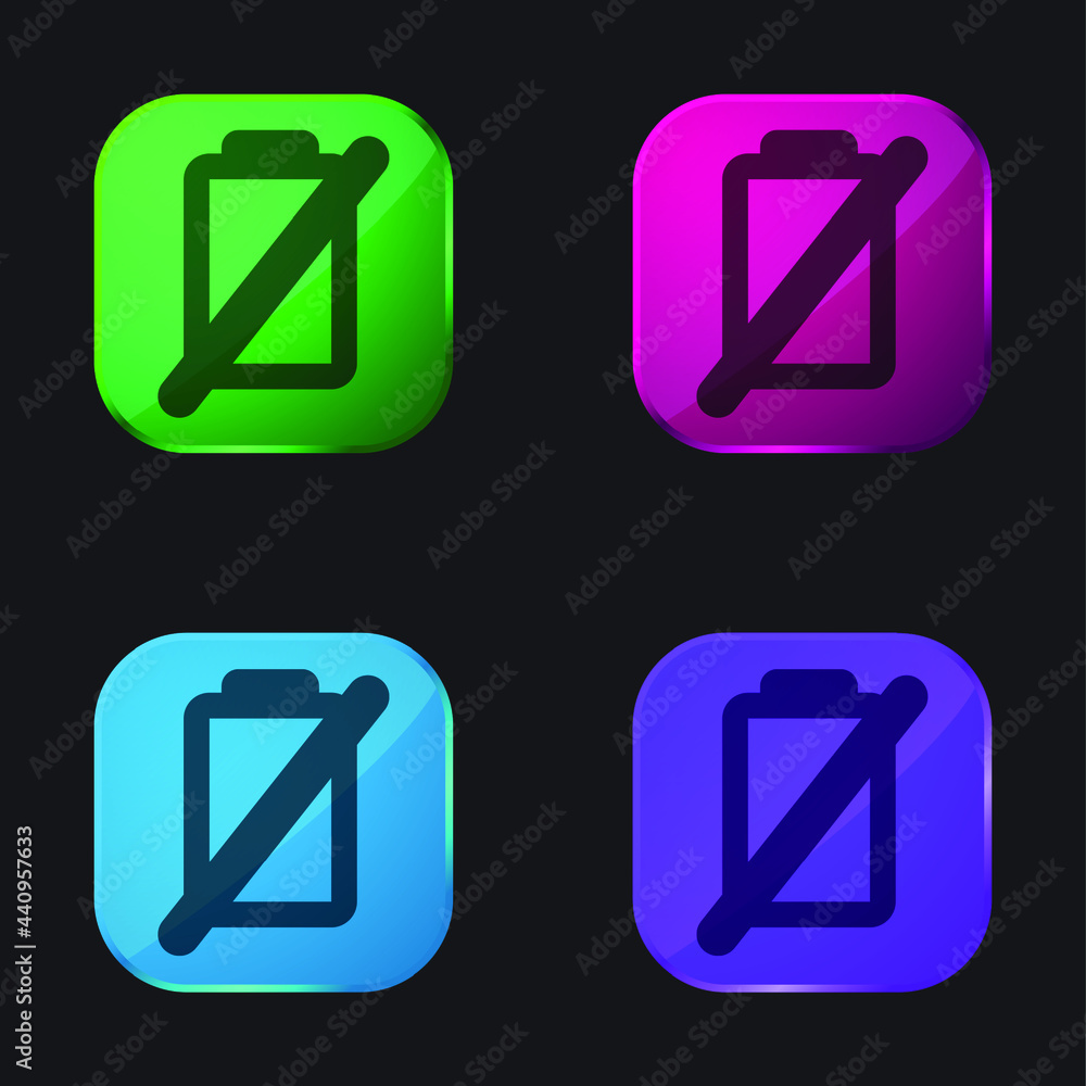 Battery four color glass button icon Battery four color glass button icon
