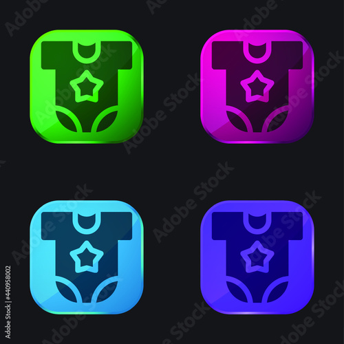 Baby Clothing four color glass button icon