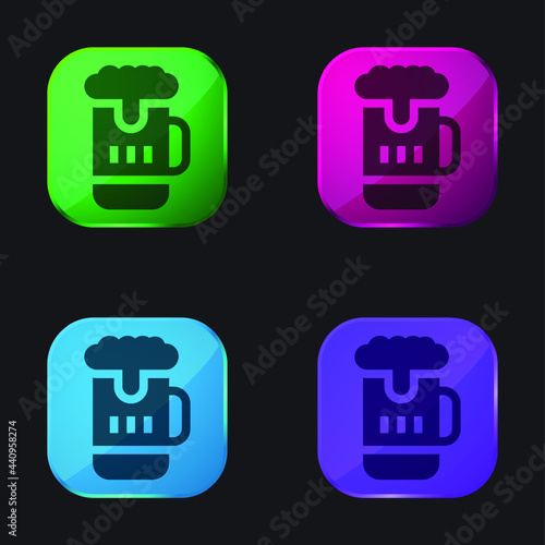 Beer Mug four color glass button icon