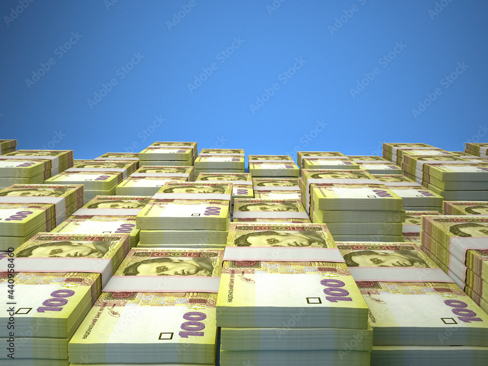 Ukrainian money. Ukrainian hryvnia banknotes. 100 UAH hryvni bills. Ukrainian money. Ukrainian hryvnia banknotes. 100 UAH hryvni bills.