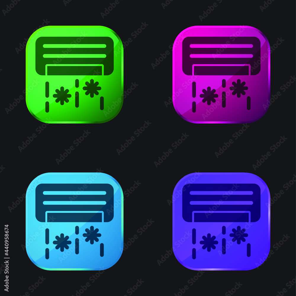 Air Conditioner four color glass button icon Air Conditioner four color glass button icon
