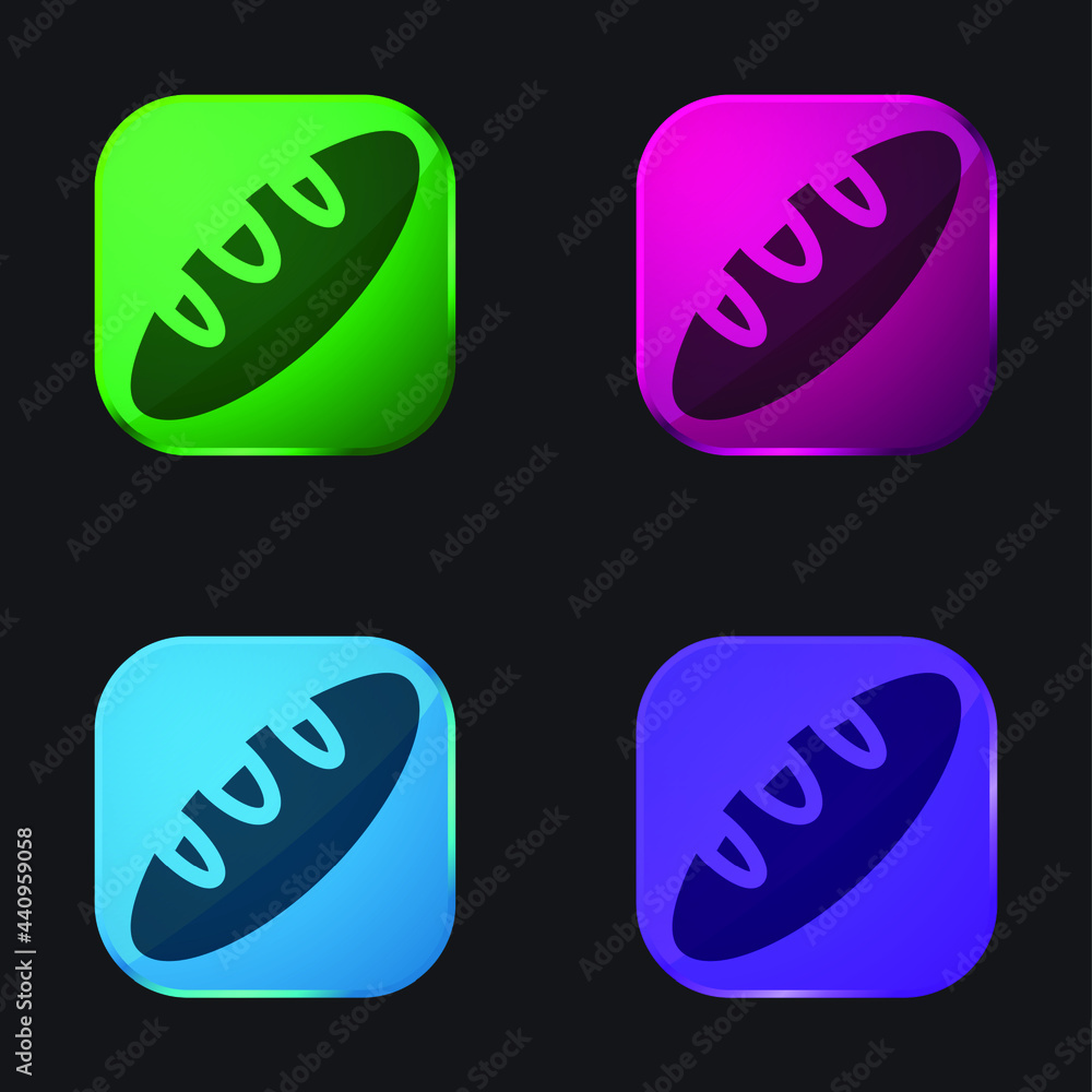 Obraz premium Bread four color glass button icon