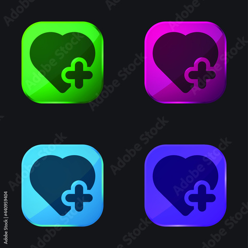 Add To Favourites four color glass button icon