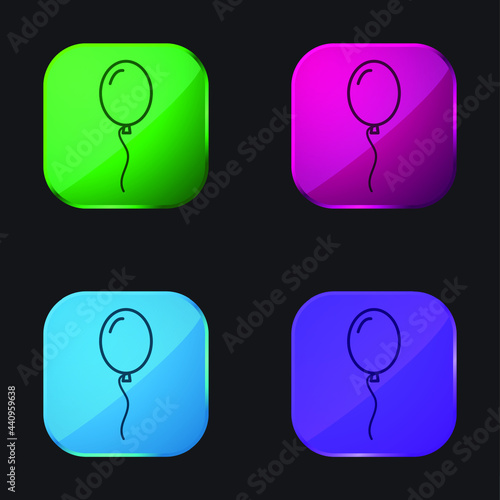 Balloon four color glass button icon