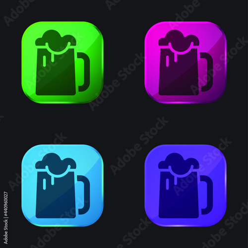 Beer four color glass button icon