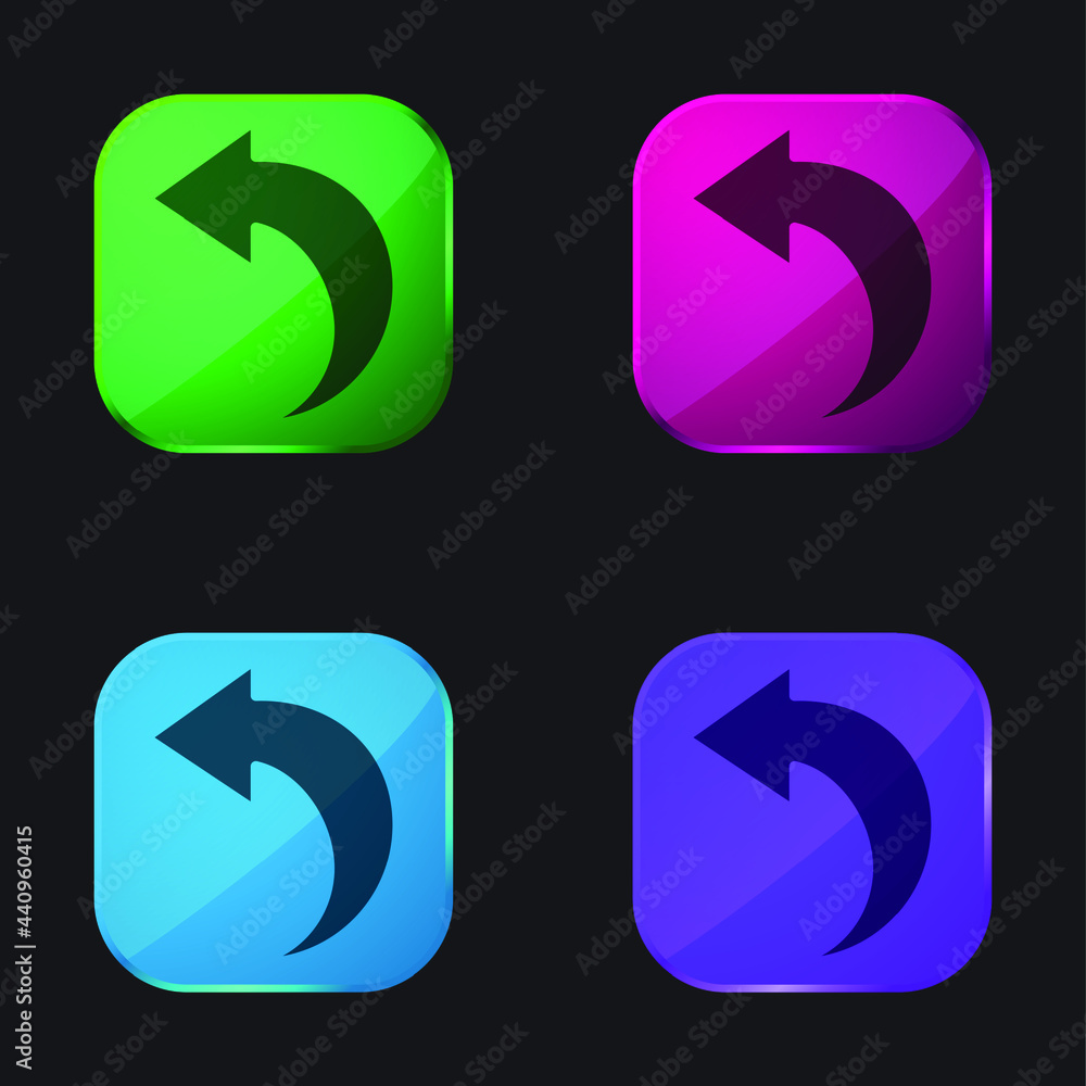 Back Arrow four color glass button icon Back Arrow four color glass button icon