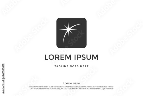 Simple Minimalist Sunlight Earth Crescent Eclipse Comet Lunar Planet Logo Design Vector