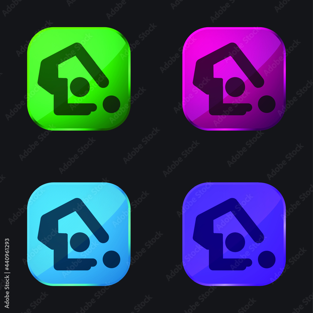 Artistic Gymnastics four color glass button icon Artistic Gymnastics four color glass button icon