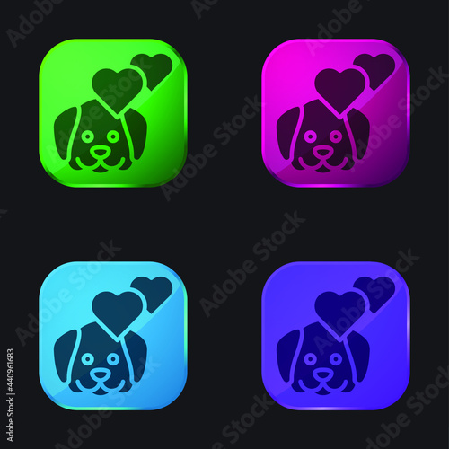 Animal Therapy four color glass button icon