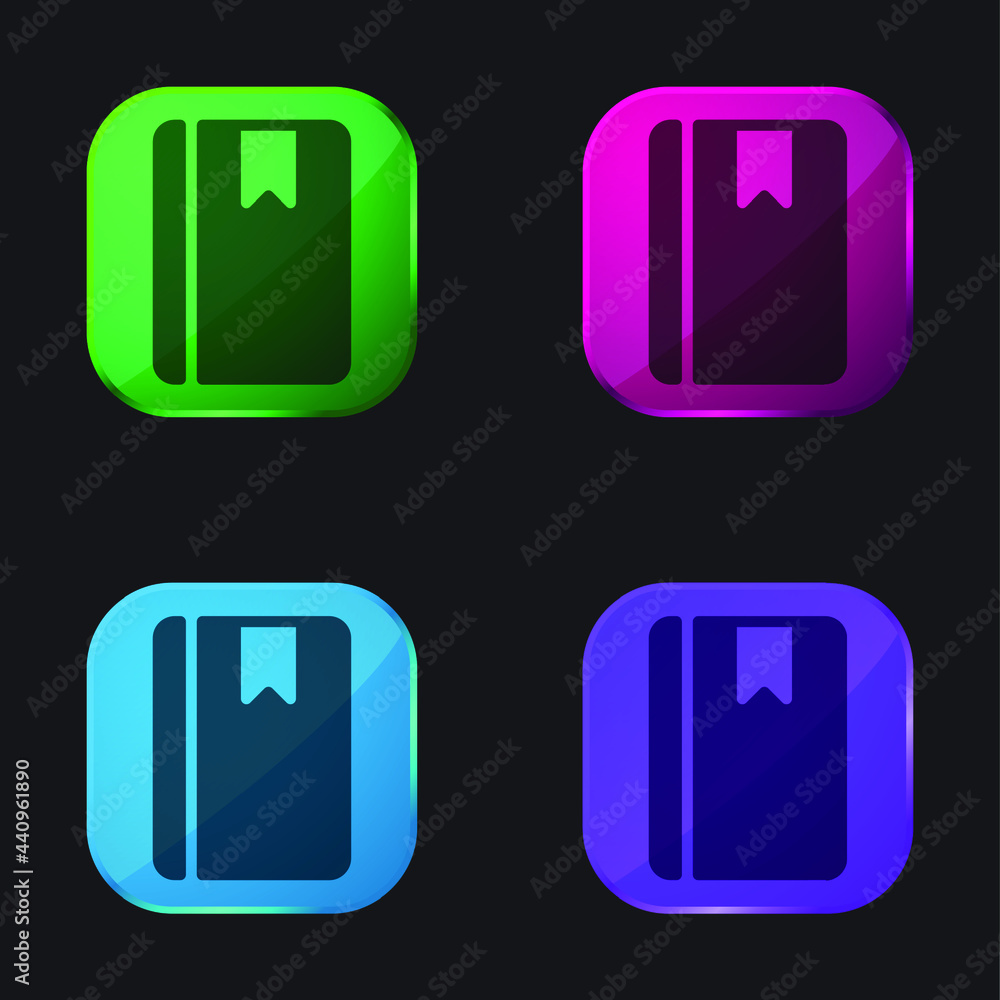 Agenda four color glass button icon Agenda four color glass button icon