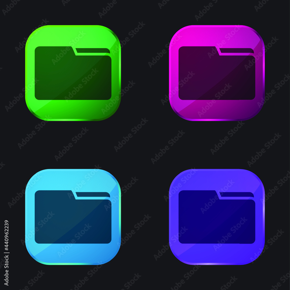 Black Folder Interface Symbol four color glass button icon Black Folder Interface Symbol four color glass button icon