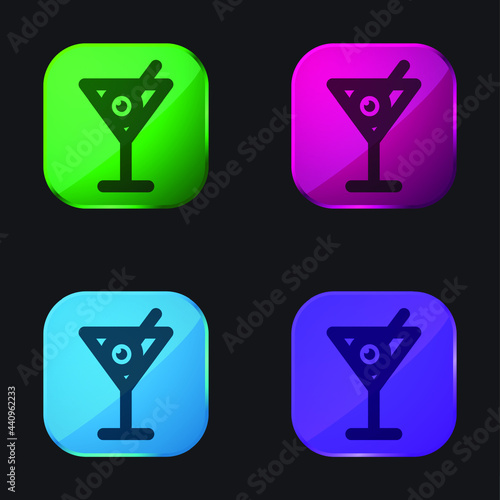 Beverages four color glass button icon