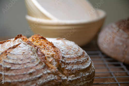 The old method of baking sourdough bread, made of wheat flour.