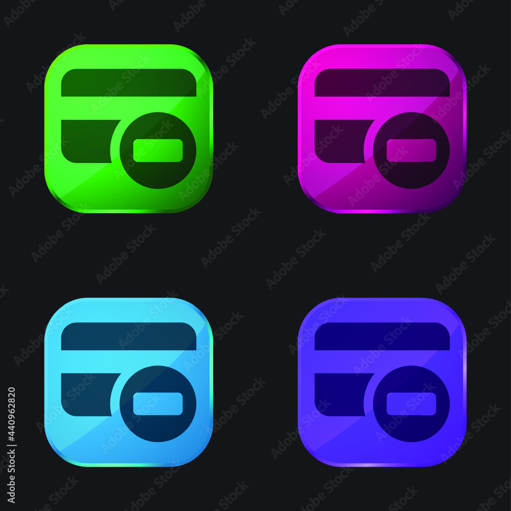 Block Credit Card four color glass button icon Block Credit Card four color glass button icon