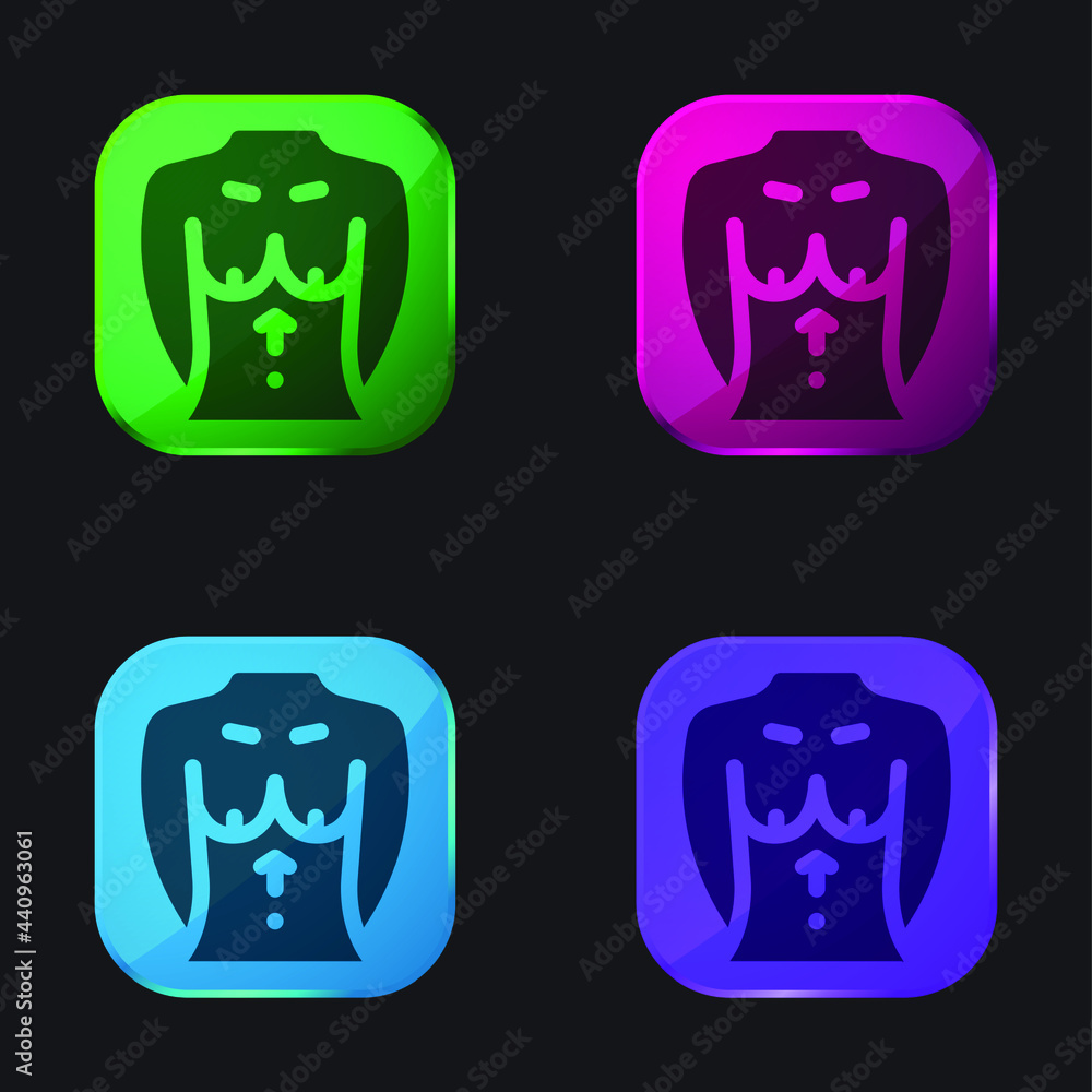 Breast four color glass button icon Breast four color glass button icon