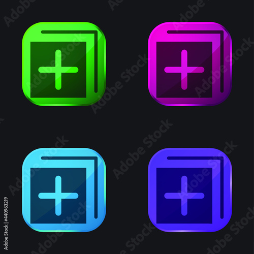 Add four color glass button icon