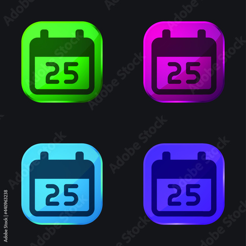 25 December four color glass button icon