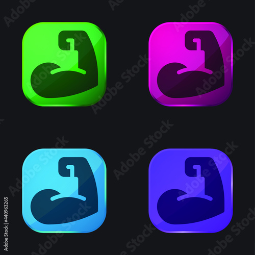 Biceps four color glass button icon