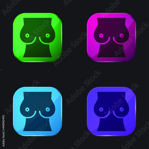 Breast four color glass button icon
